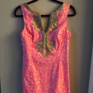 Lilly Pulitzer size 4 pink and gold shift dress